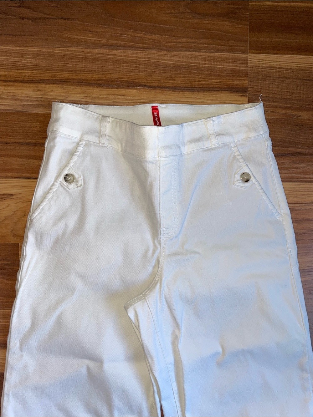 Spanx Stretch Twill Cropped Wide Leg Bright White Pant Women’s Medium - Picture 2 of 4
